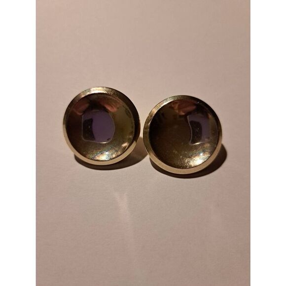 Vintage West Germany Silver Tone Clip-On Earrings Round Button Style 1” - Picture 1 of 6